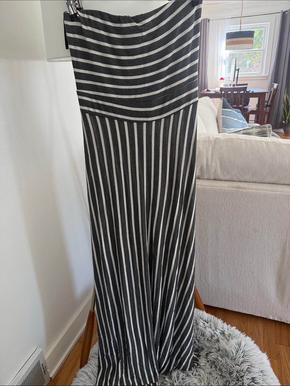 West Kei Black and White Striped Wide-Leg Dress